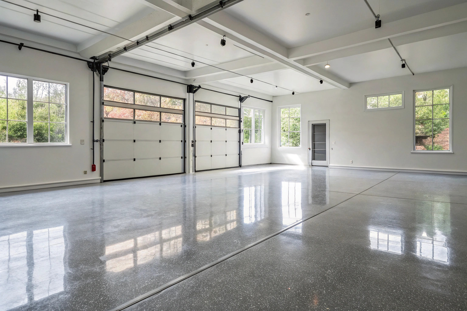 Metallic epoxy garage floor finish in a Bangor triple garage