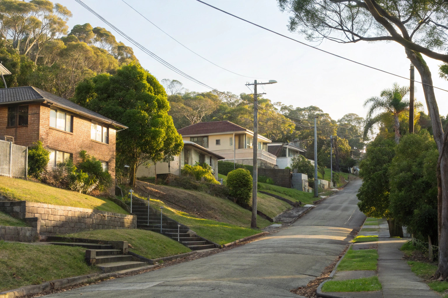 Hillside residential street in Gymea, Sutherland Shire
