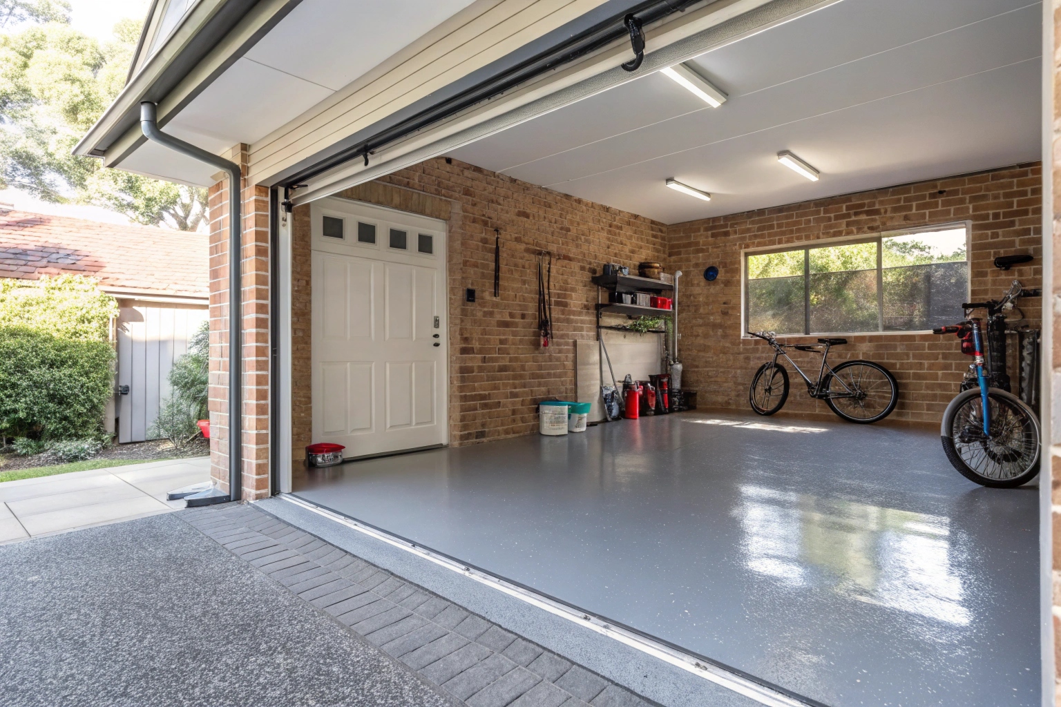 Epoxy garage floor coating in a Karimbla Road, Miranda home