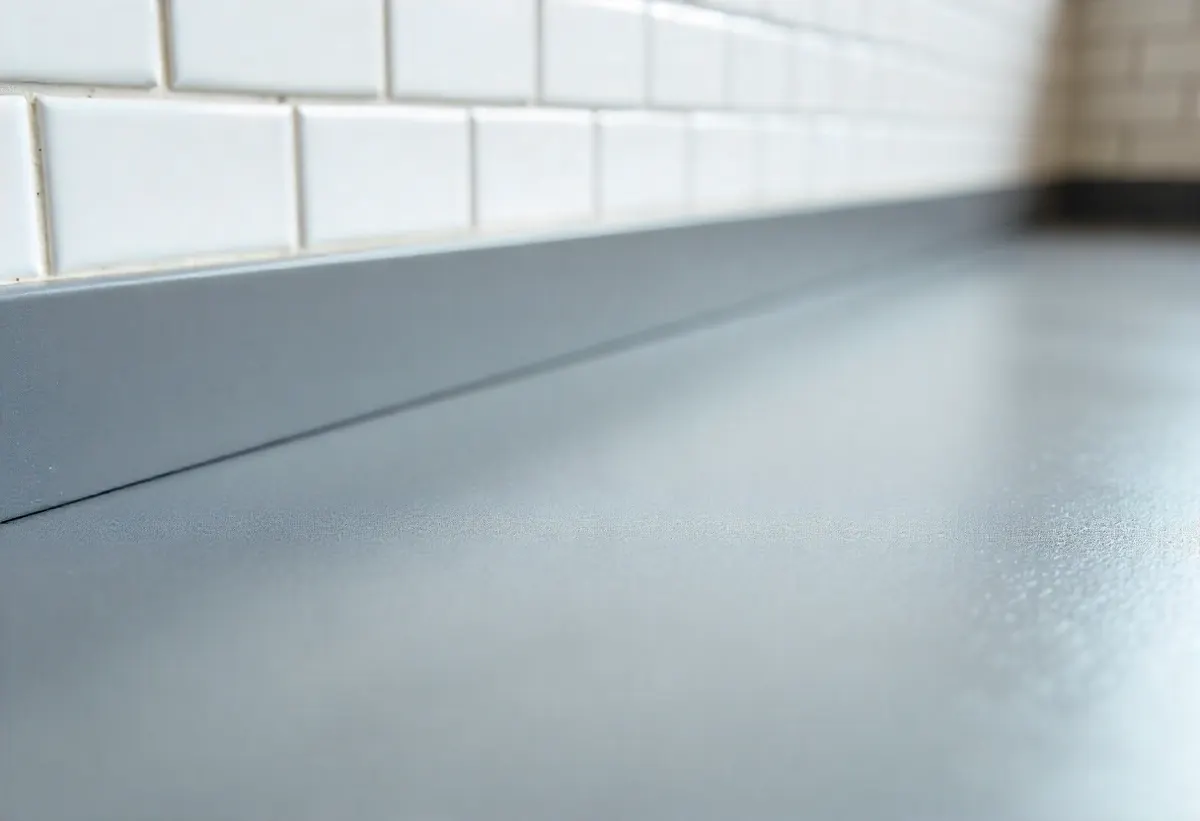 Close-up detail shot of seamless Commercial kitchen epoxy floors