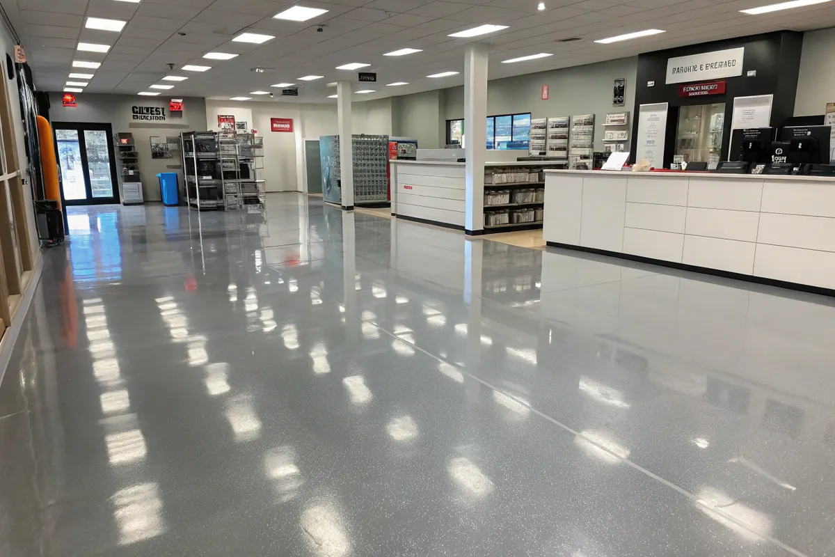 Professional retail space with epoxy flooring
